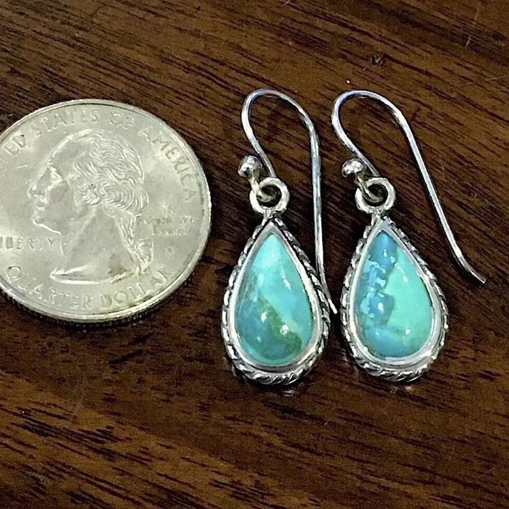 BARSE Turquoise Sterling Silver Drop Earrings with Rope Trim - Picture 3 of 6